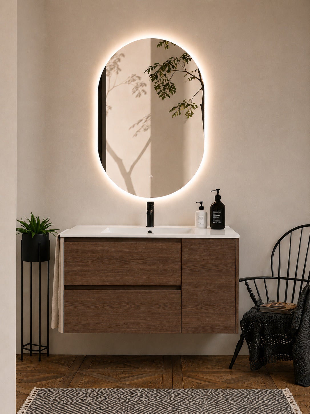 Szafka łazienkowa z umywalką ORIGENBATH ITACA bez lustra 100x45 cm jesion tea