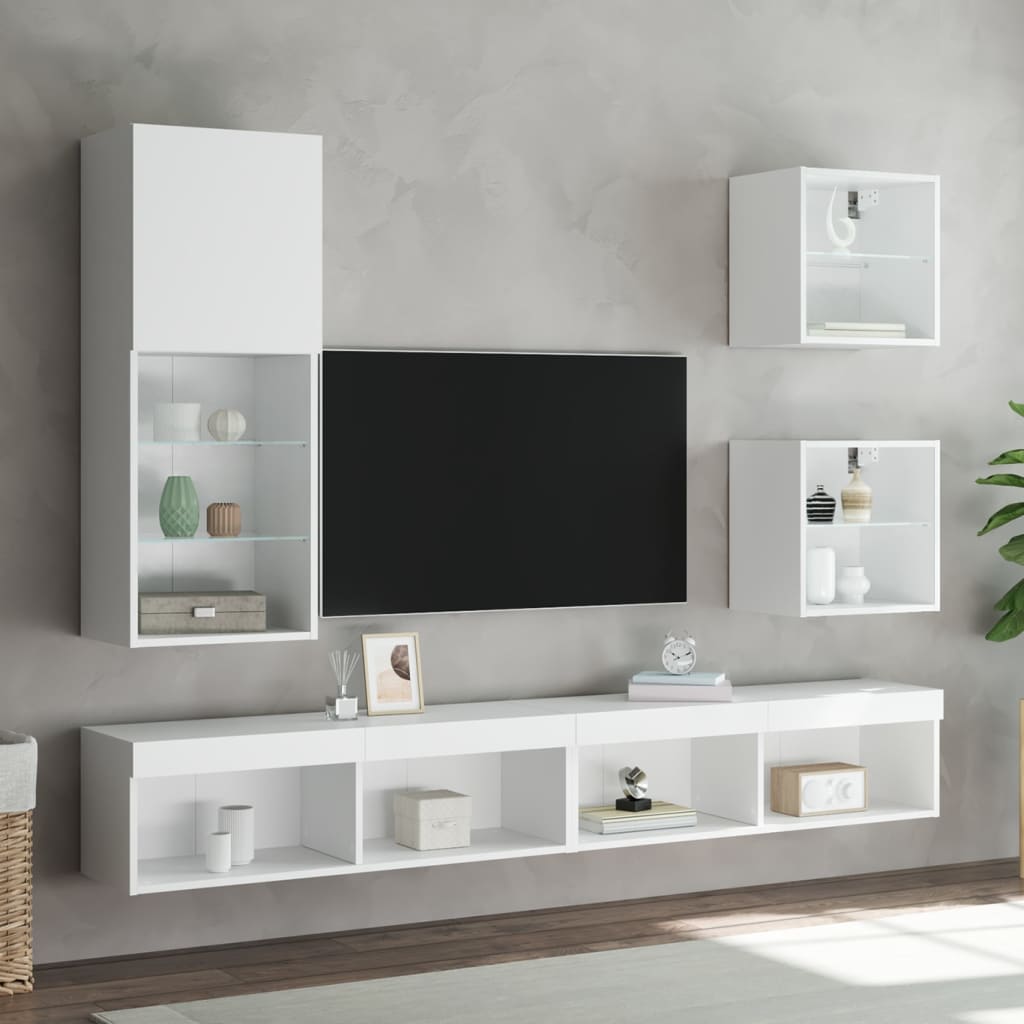 Szafka TV z LED, biała, 40,5x30x102 cm