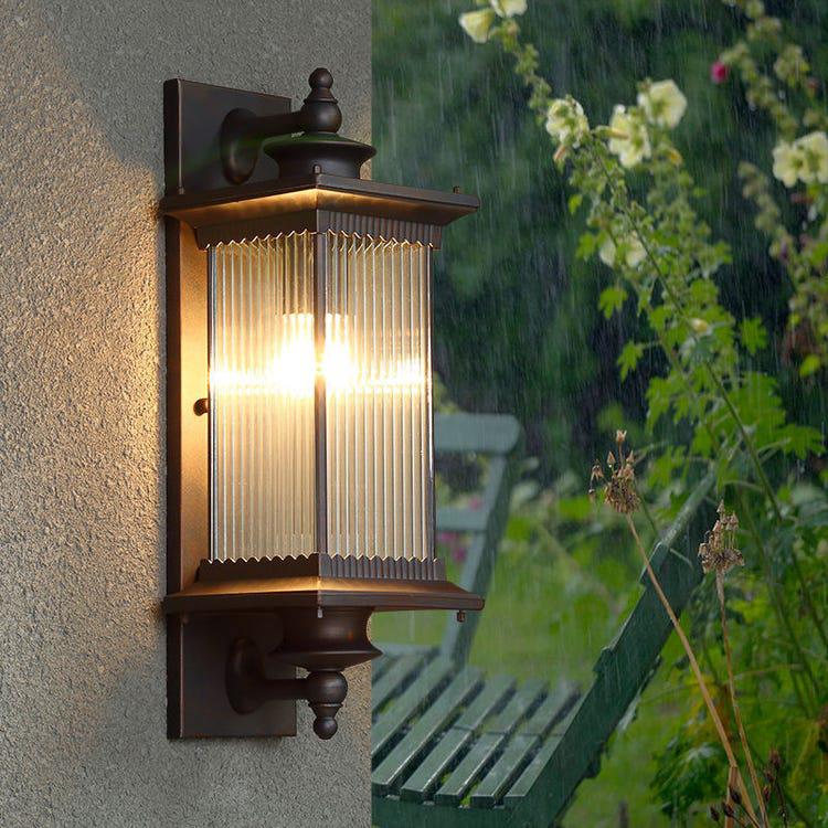 Kinkiet, w całości wykonany z odlewu aluminiowego, wodoodporny, odporny na rdzę, lampa ścienna zewnętrzna, wodoodporna lampa ścienna zewnętrzna (brązo