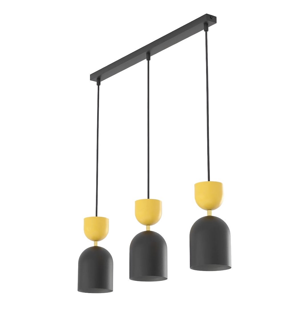 Lampa wisząca dekoracyjna czarno-pomarańczowa listwa kielichowe klosze 3xE14 10W GAUDI Emibig