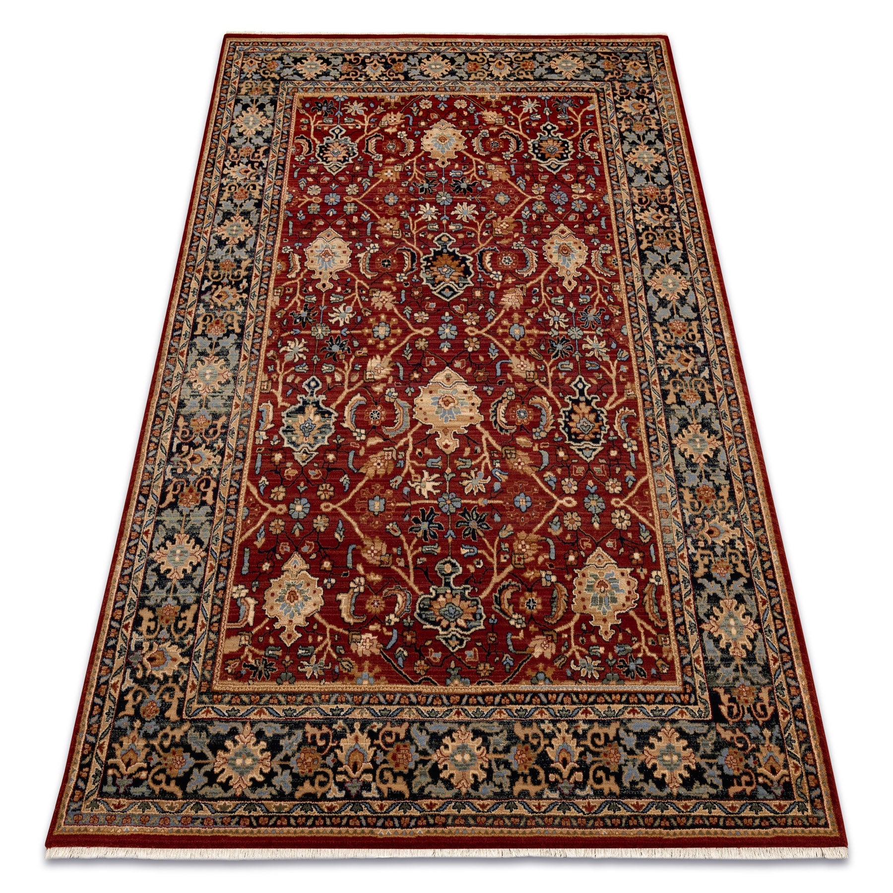Dywan wełniany KESHAN Frędzle, orientalny klasyczny 7522/53588 beż / bordo / granat 160x230 cm