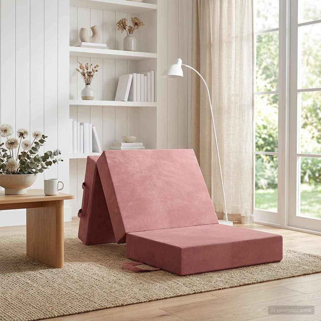 Składana Sofa Łóżko 75 x 63 x 45 cm różowy vidaXL