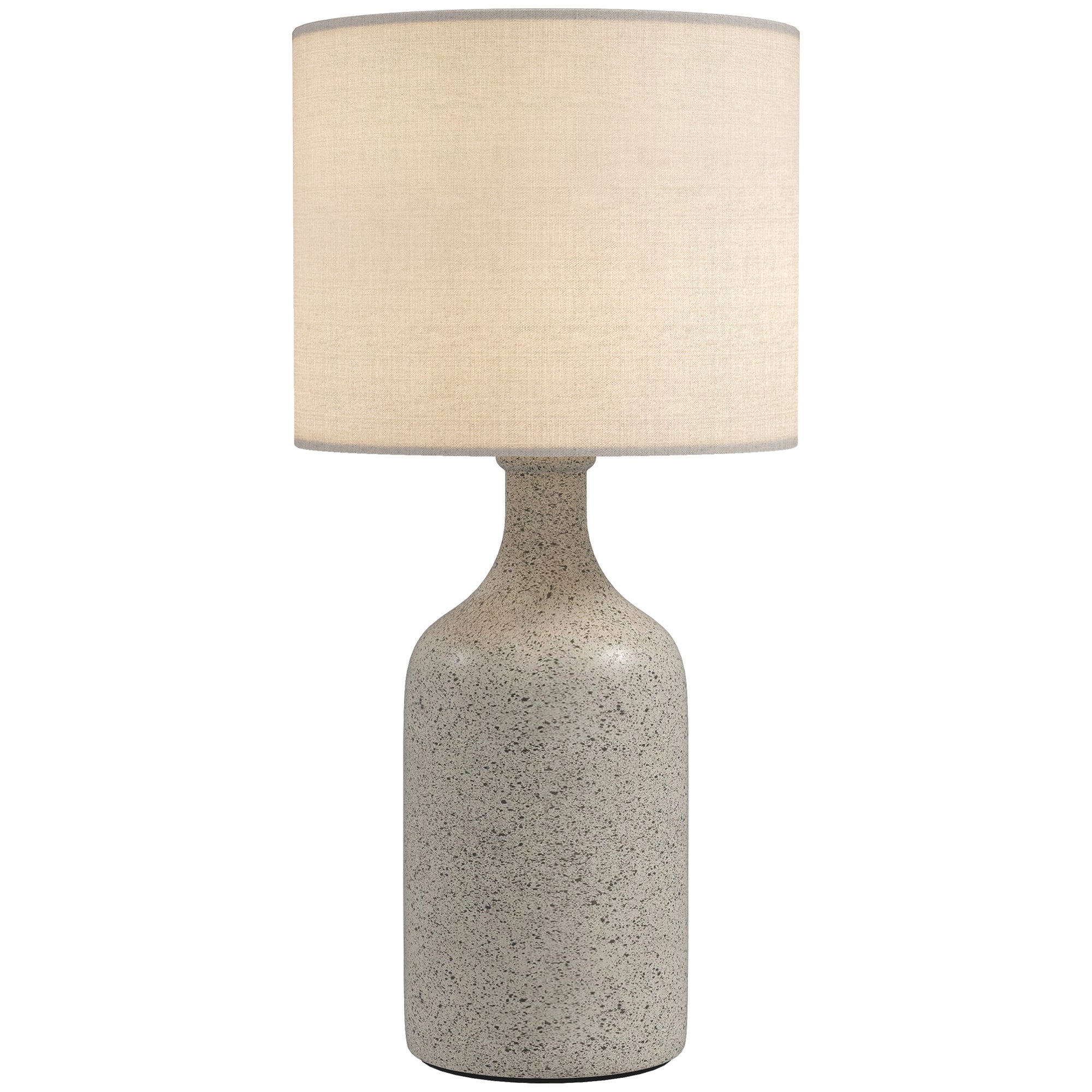 Lampa stołowa z ceramiczną podstawą i lnianym kloszem, retro lampka nocna z gniazdem E27, biała i piaskowa