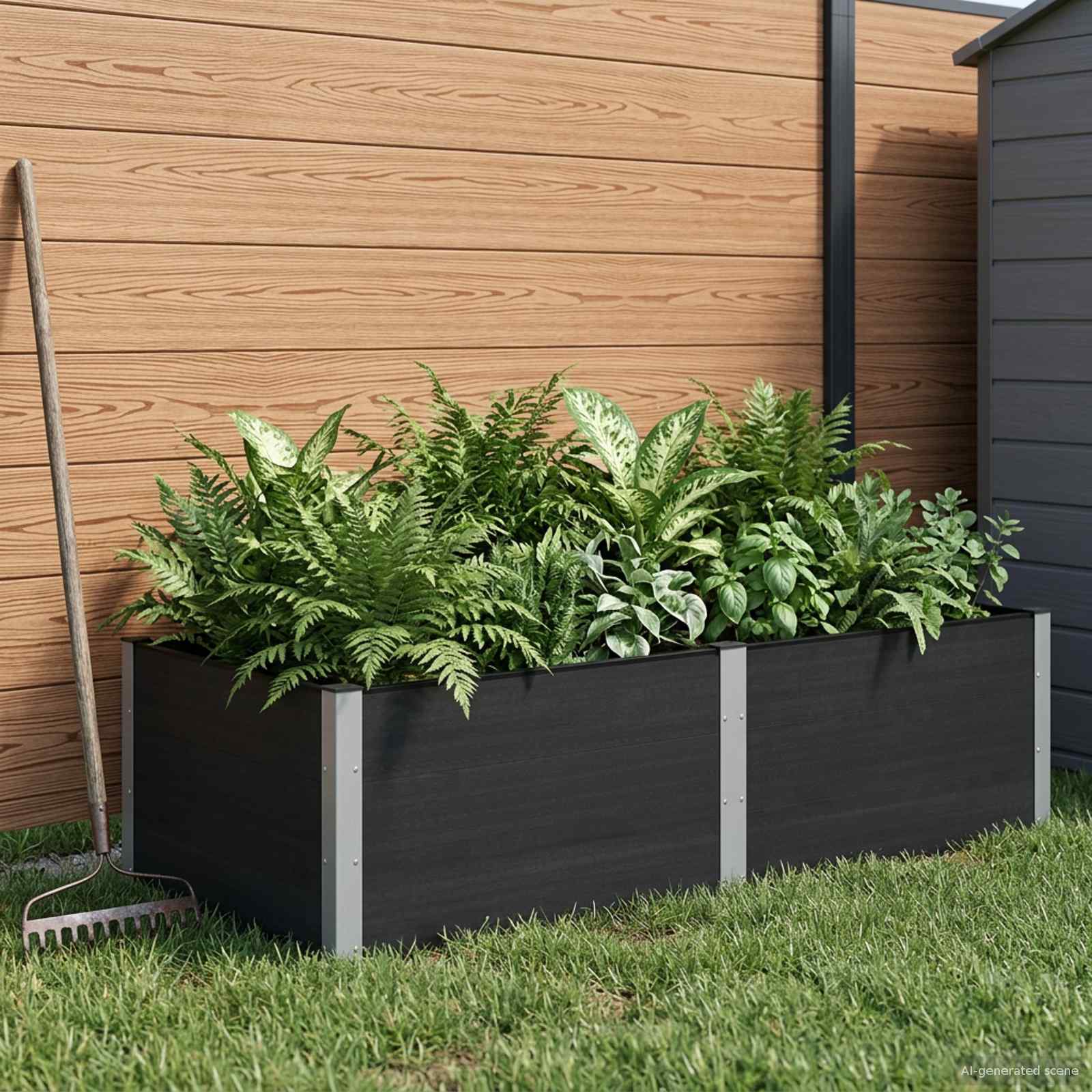 Podniesiona rabata ogrodowa Czarny 200 x 100 x 54 cm vidaXL