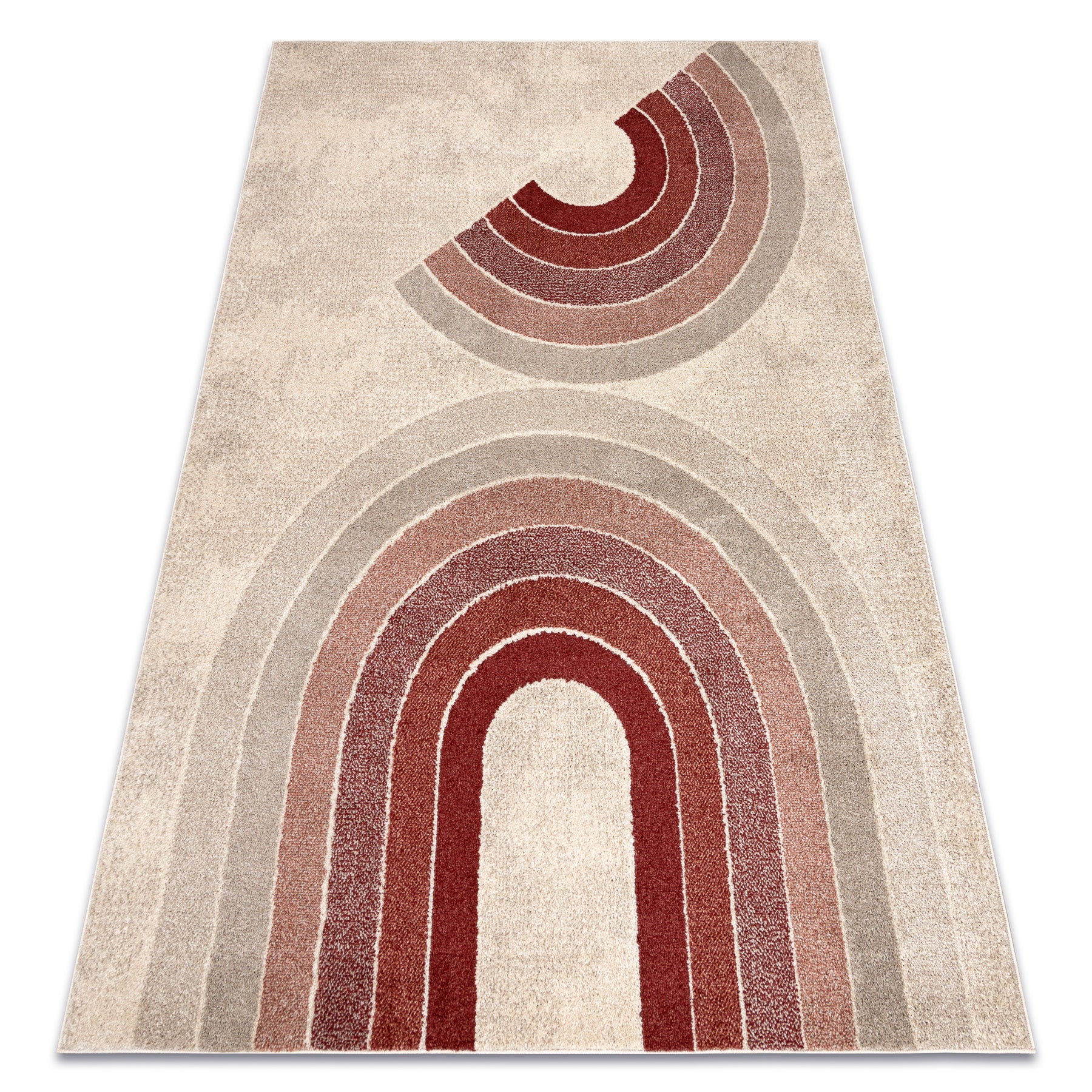 Dywan FUSION 0807 krem / bordo - Geometryczny, nowoczesny, abstrakcyjny 240x330 cm