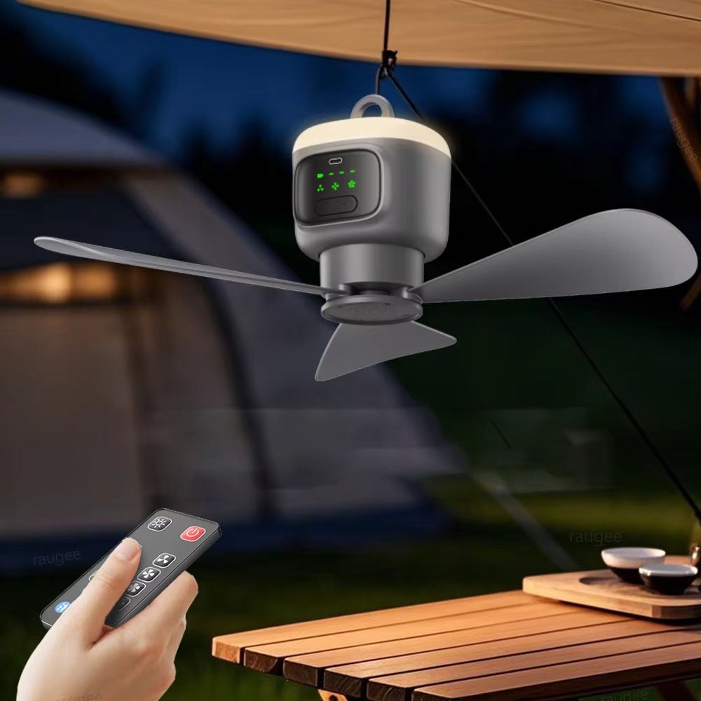 Przenośny wentylator USB z lampką nocną, cichy wentylator sufitowy, 4 prędkości wiatru, timer, odpowiedni do akademików i na kemping