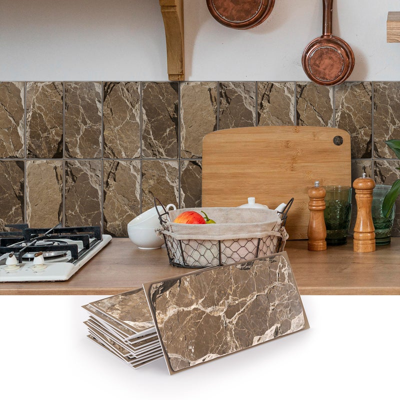 Zestaw 16 samoprzylepnych paneli ściennych, płytki PCV do backsplash, naklejki ścienne 3D, wodoodporne i żaroodporne, 20,32 x 10,16 cm