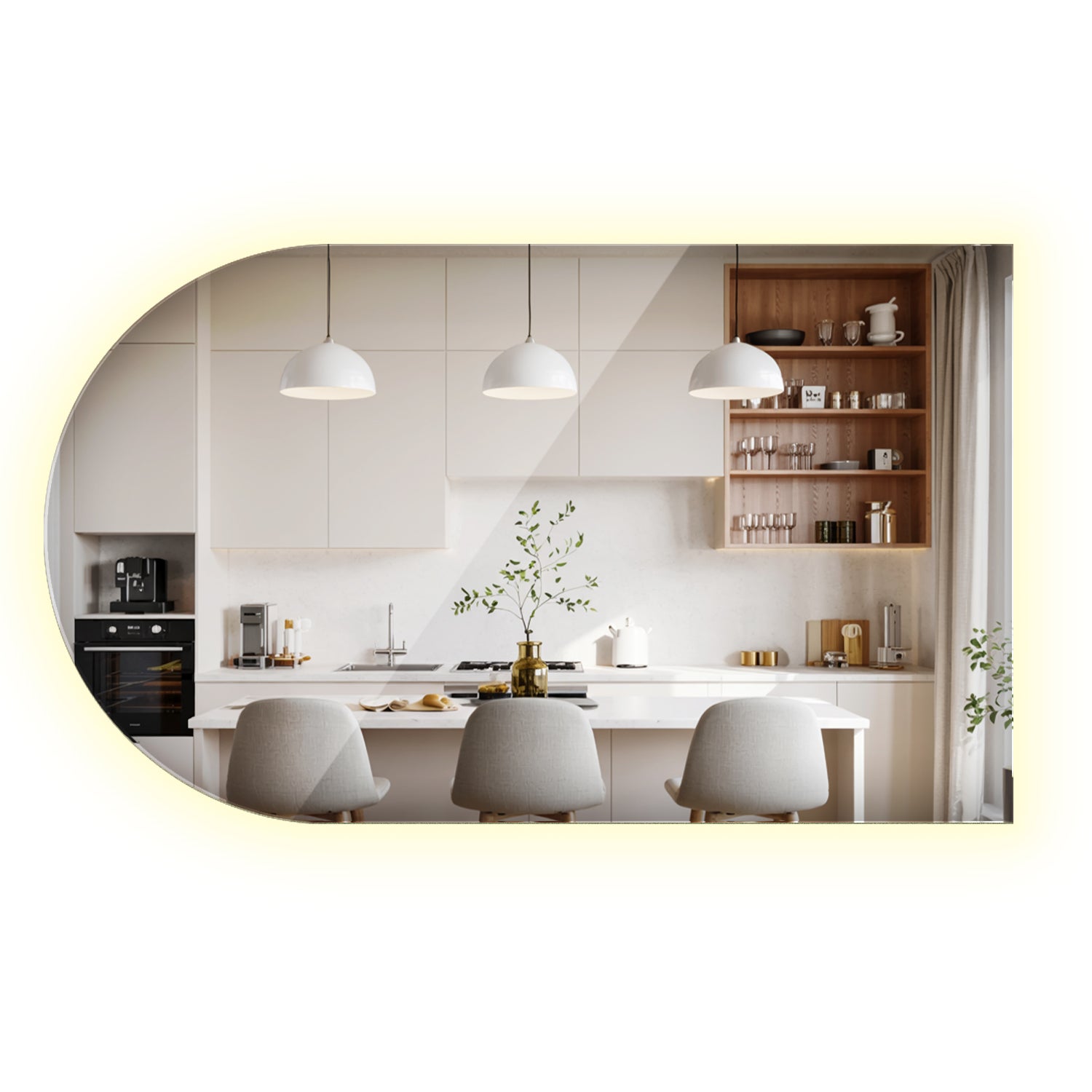 Lustro owalne ścięte LED neutralne 40×70 cm minimalistyczne lustro ścienne do łazienki – ArtPrintCave