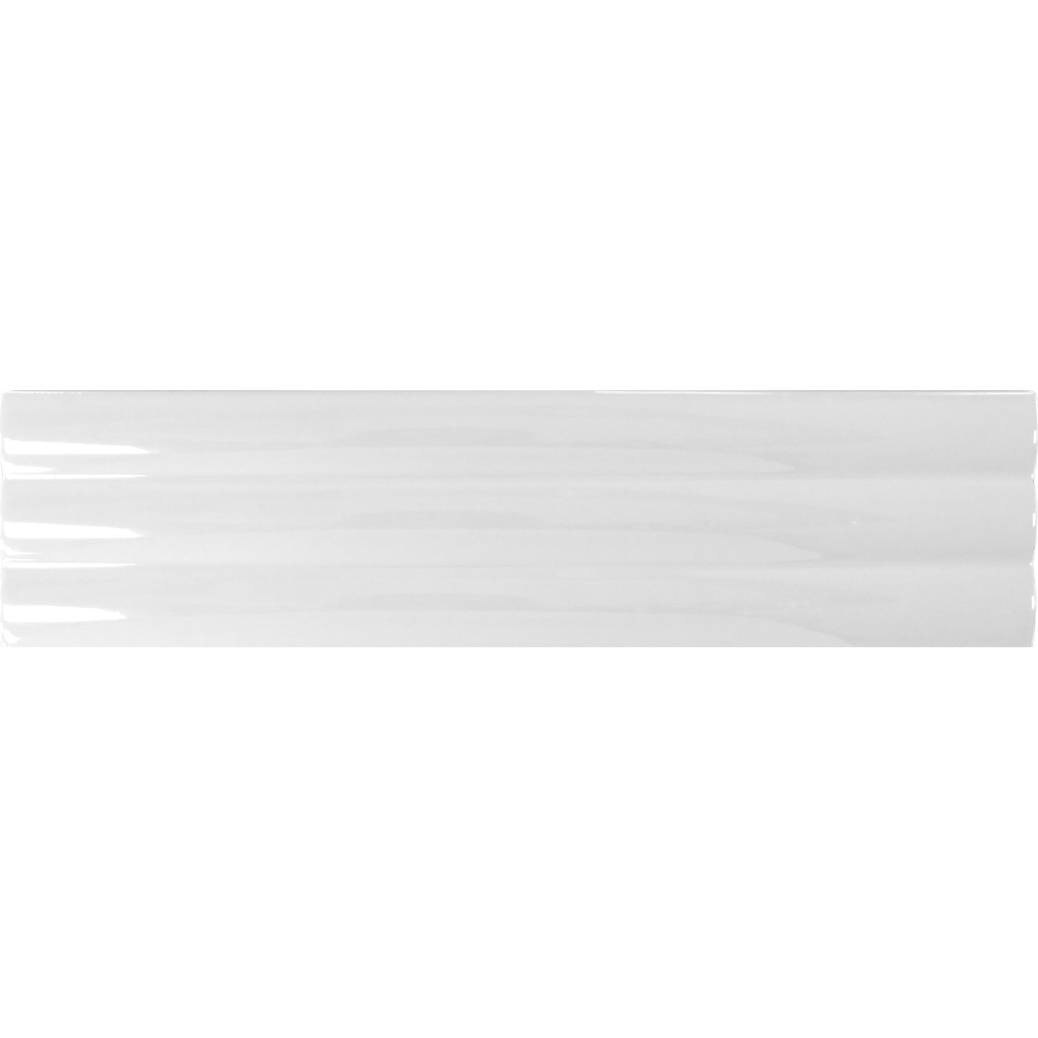Błyszcząca płytka ścienna z reliefem, biała, Acanto 10x40 cm Reeded White