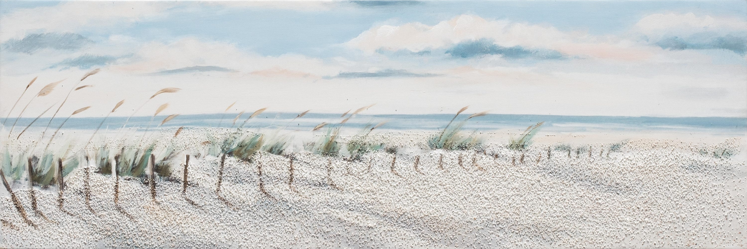 Obraz bez ramy Morze prostokątny 90 x 30 cm. Płótno Plaża Wiatr biały
