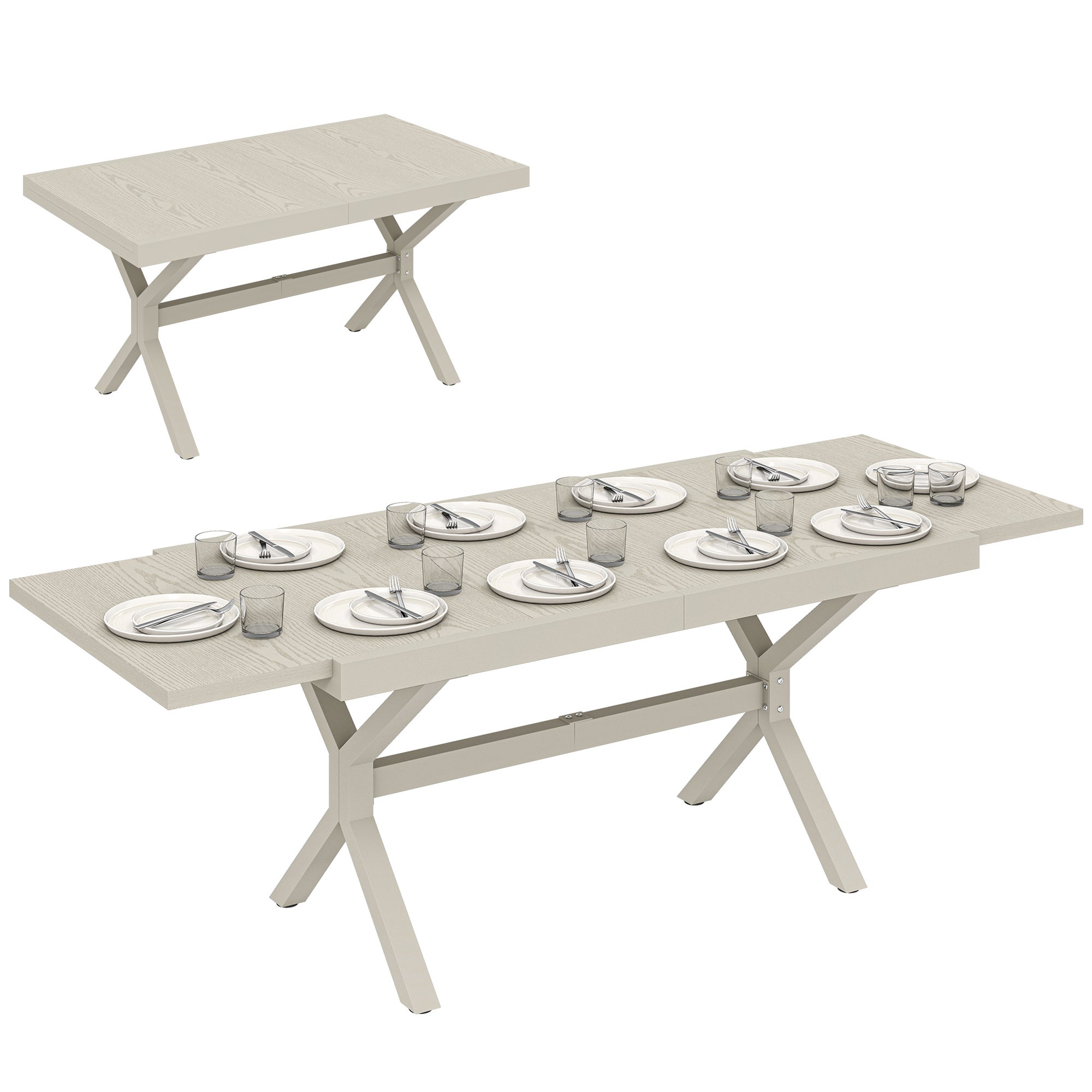 Rozkładany stół ogrodowy dla 8-10 osób, z aluminium i stali, 154/214x85x73 cm, kolor szary