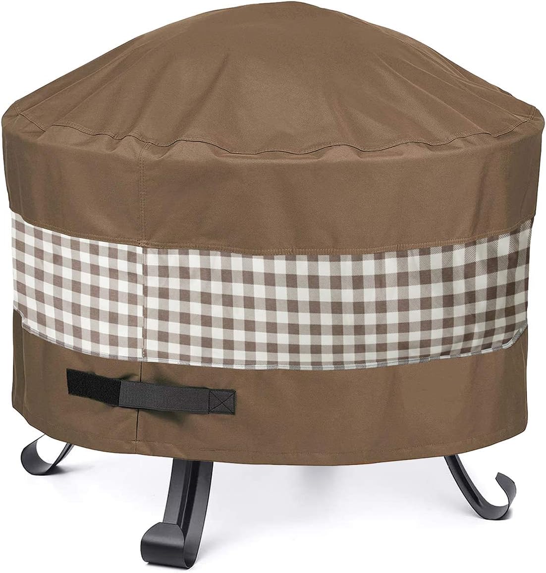 Pokrowiec ochronny na okrągłe palenisko, pokrowiec na palenisko, pokrowiec na grill, pokrowiec na grill ogrodowy (śr. 81 x wys. 61 cm, brązowy)