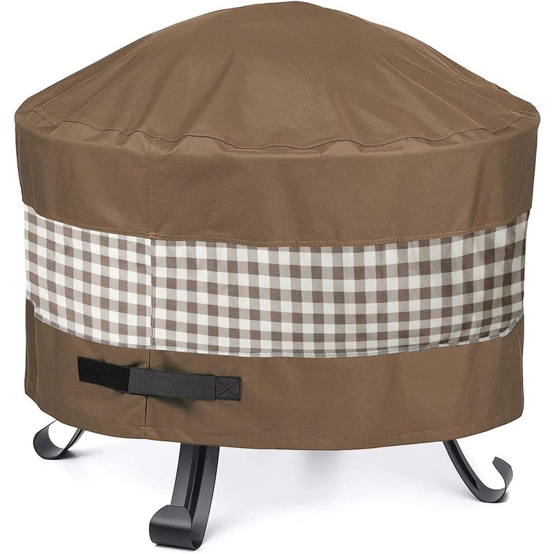 Pokrowiec ochronny na okrągłe palenisko, pokrowiec na palenisko, pokrowiec na grill, pokrowiec na grill ogrodowy (śr. 81 x wys. 61 cm, brązowy)