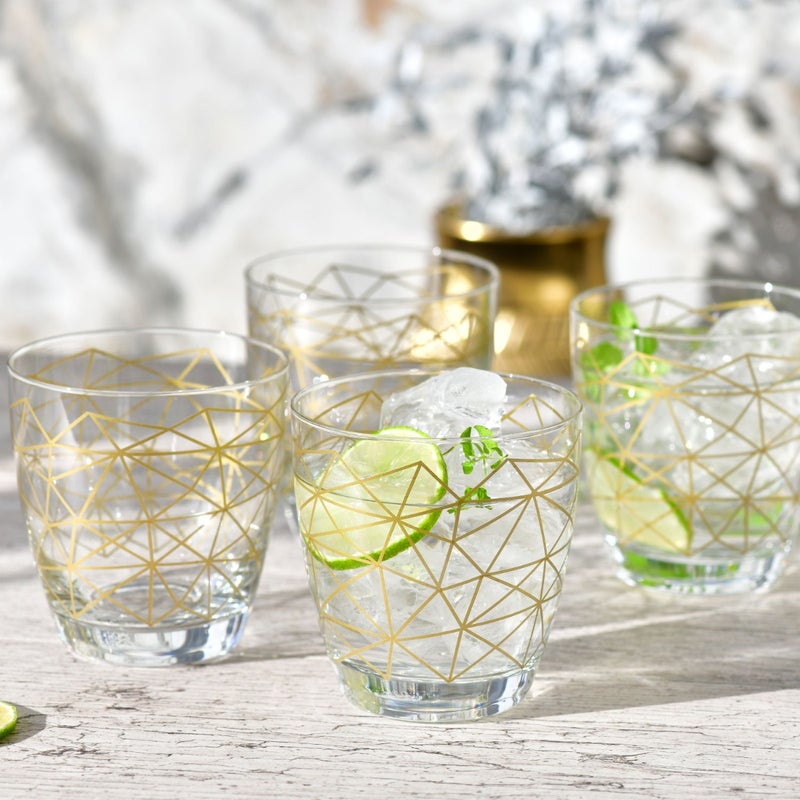 Szklanki Do Napojów Deco Złota Siatka KROSNO 370 ml 2 szt.