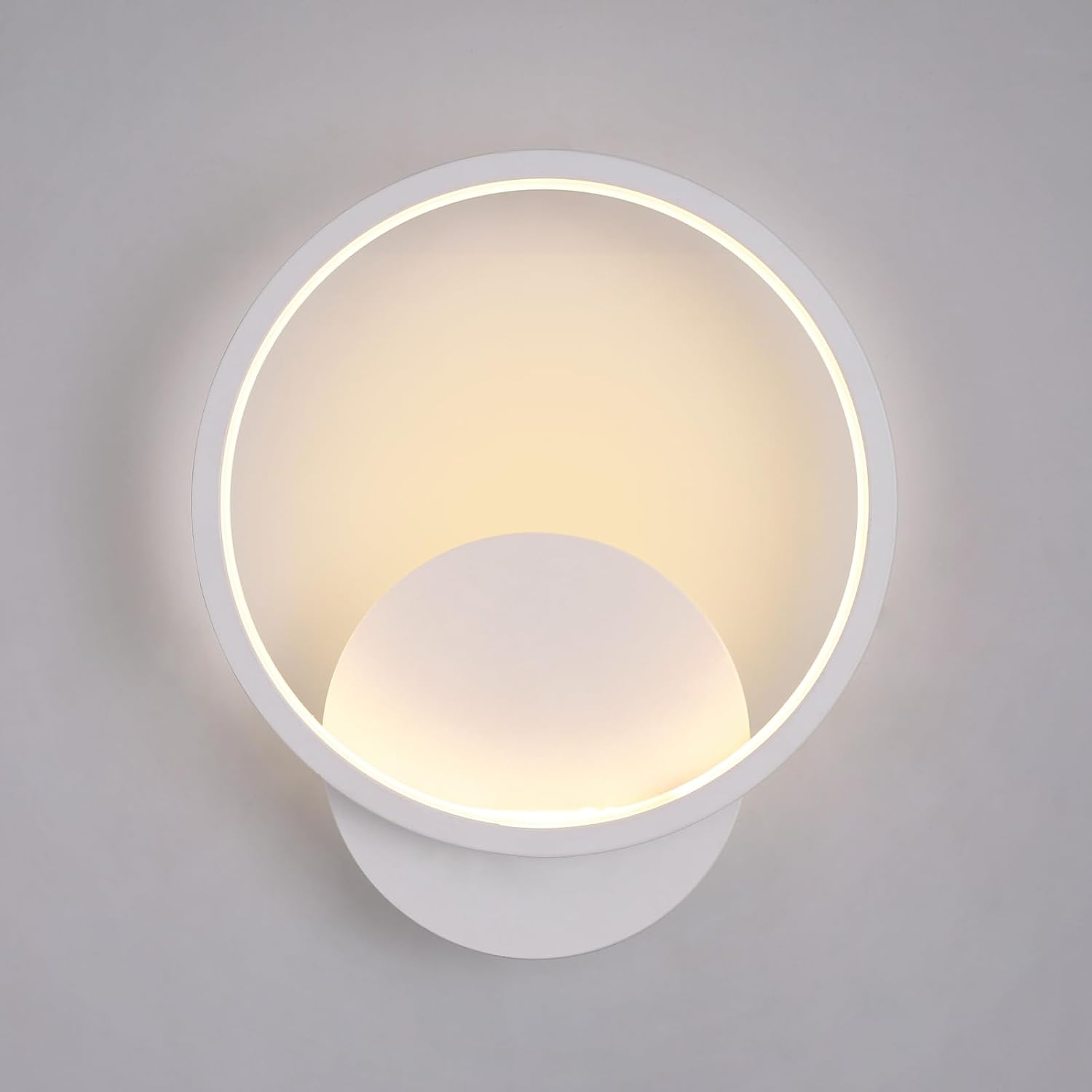 Okrągła lampa ścienna LED 10W, do użytku wewnątrz, ciepła biel 3000K, nowoczesny styl, kolor biały.