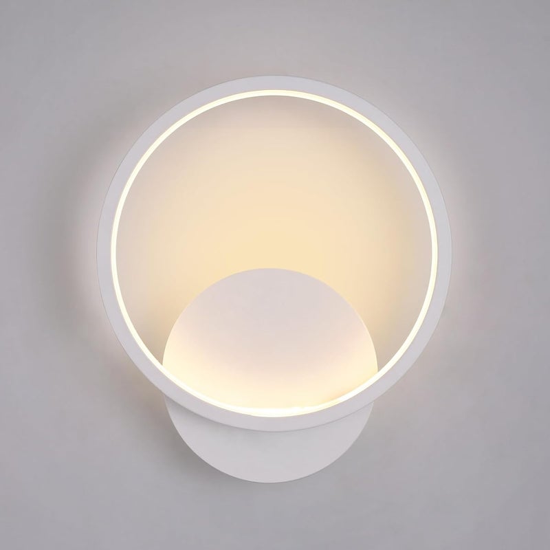 Okrągła lampa ścienna LED 10W, do użytku wewnątrz, ciepła biel 3000K, nowoczesny styl, kolor biały.