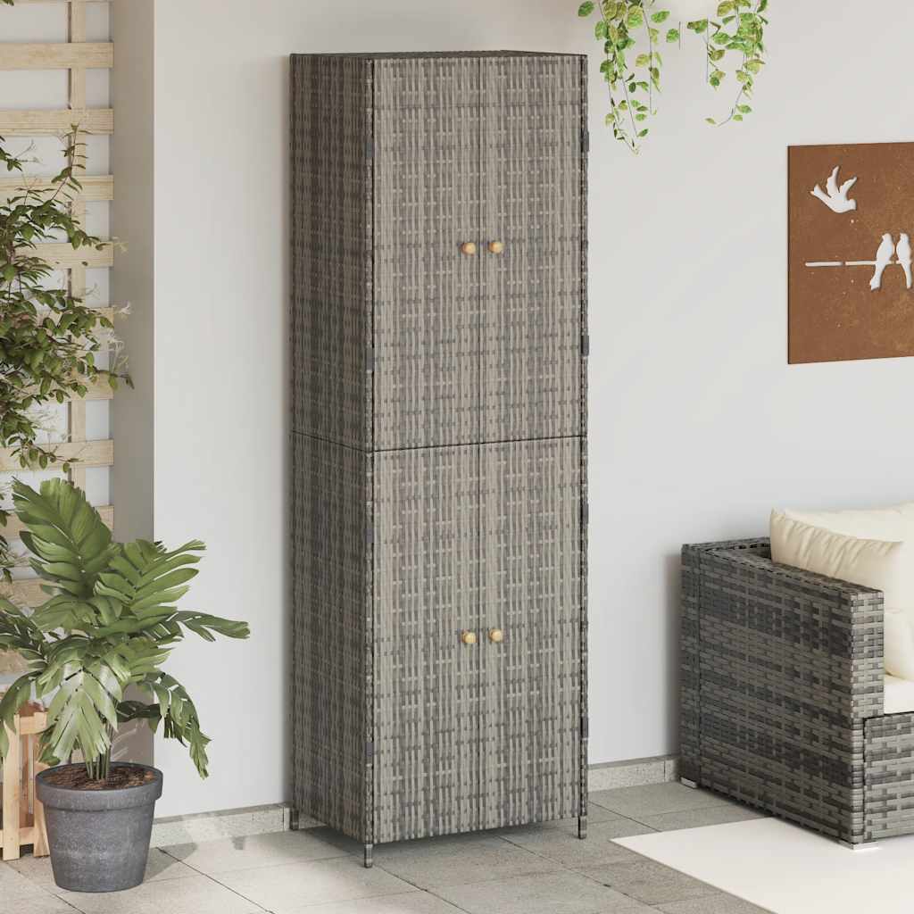 vidaXL Szafka ogrodowa, szara, 59x40x180 cm, rattan PE