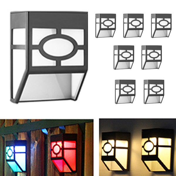 Lampy solarne do użytku zewnętrznego na taras, lampy LED do ogrodzeń, dekoracyjne lampy solarne, ciepłe światło + kolorowe światło, 8 sztuk