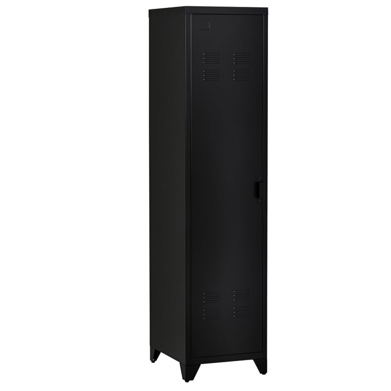 Kompaktowy metal szafka do przechowywania z industrial-style locker, featuring 3 półki, 1 rod. Wymiary: 43 cm long x 50 cm szeroki x 180 cm high.