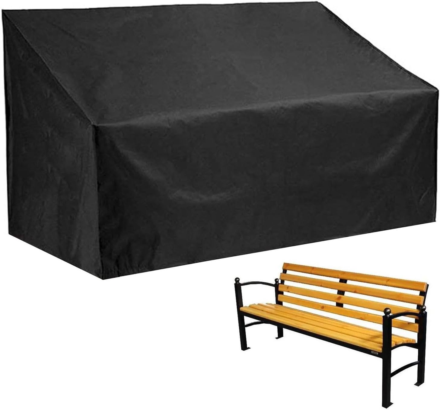 Pokrowiec na ławkę ogrodową, tkanina Oxford, wodoodporna i odporna na rozdarcia, odpowiednia do ławek i sof ogrodowych, 163 x 66 x 89/69 cm, kolor cz