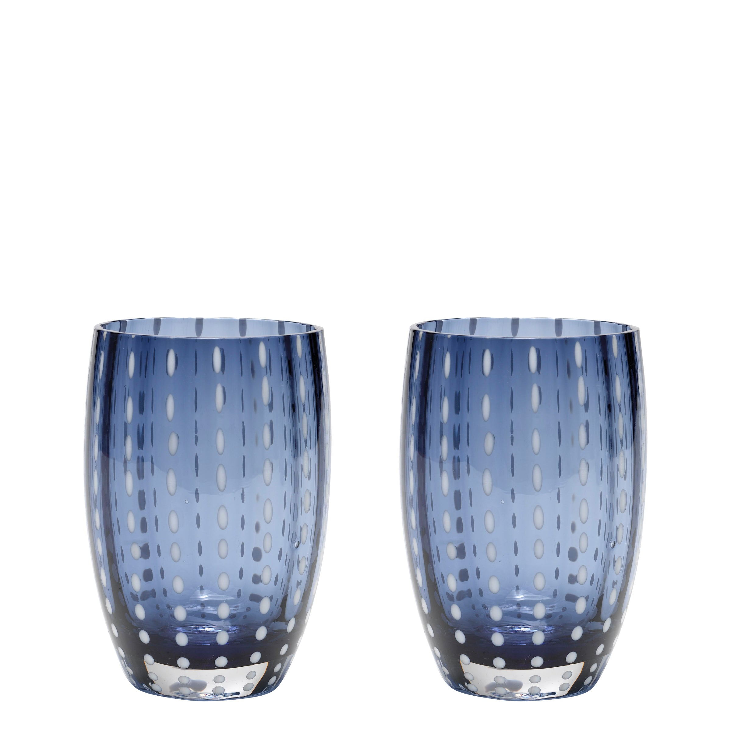 Zafferano Perle Blue and Grey zestaw 2 szklanek dmuchane szkło, 32 cl, ręcznie robione