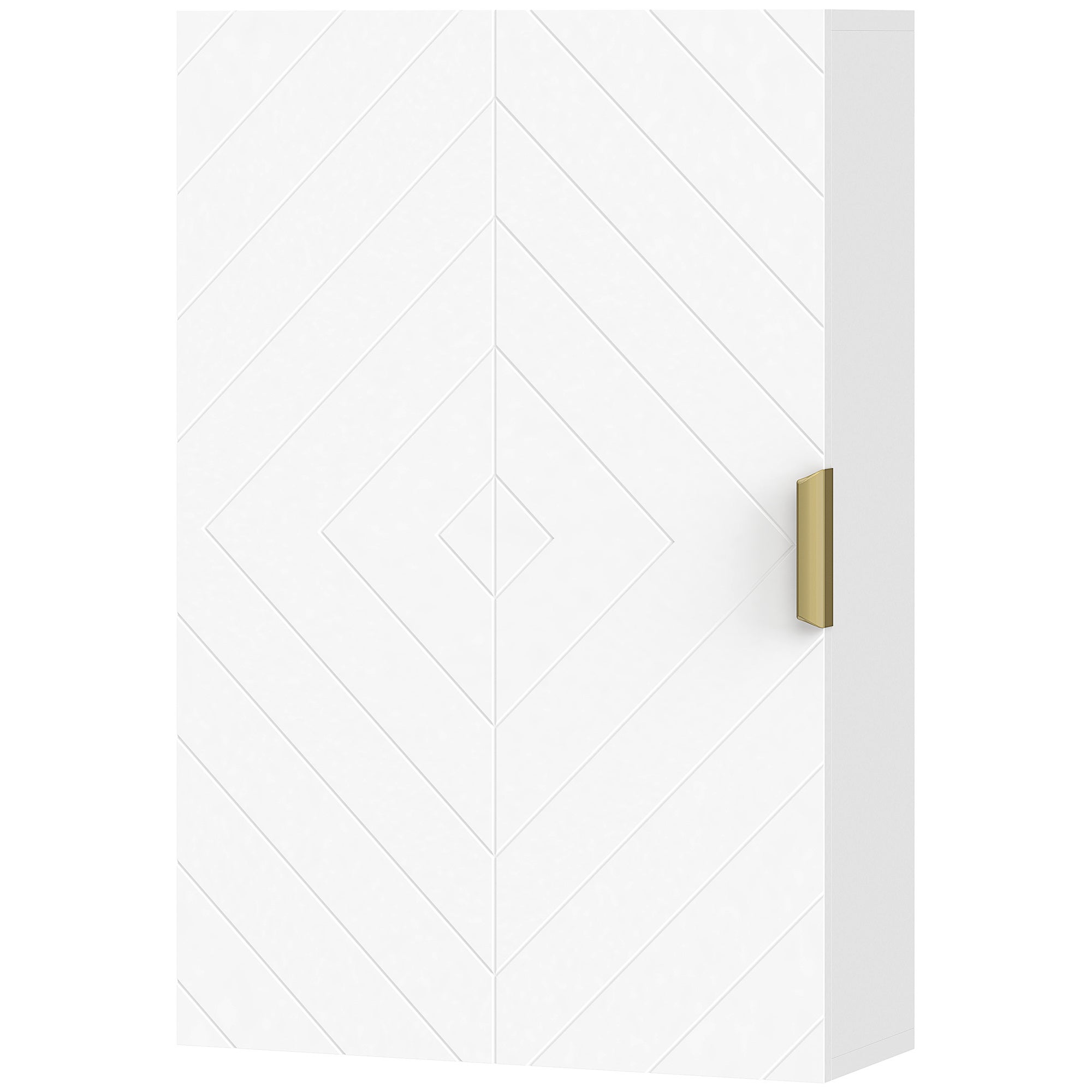 Szafka łazienkowa wisząca z 1 uchwytem stalowym i regulowanymi półkami, styl nowoczesny, 40 x 15 x 60 cm, kolor biały