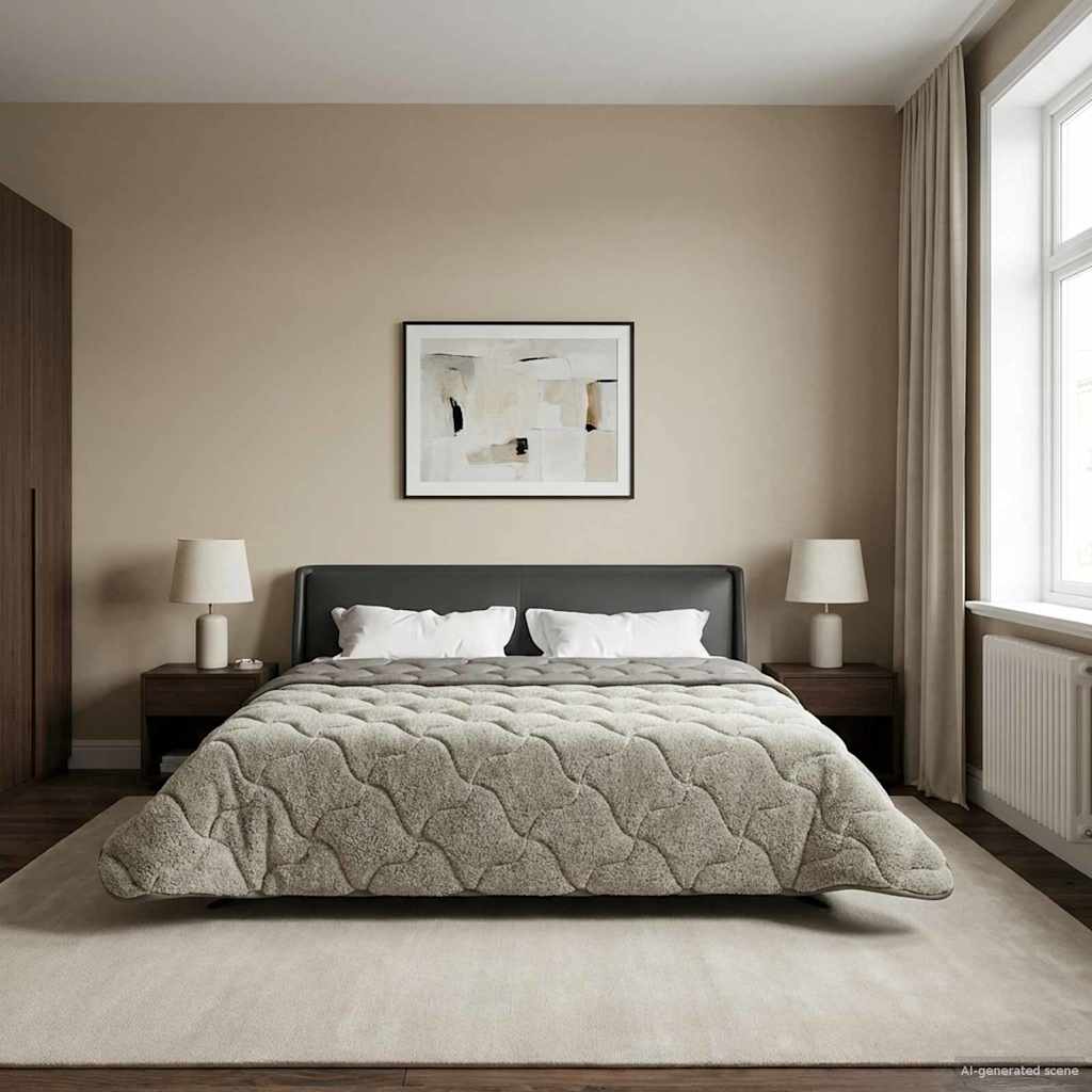Letni Kołdra Jasnoszary 200 x 240 cm Mikrofibra i Fleece Teddy vidaXL
