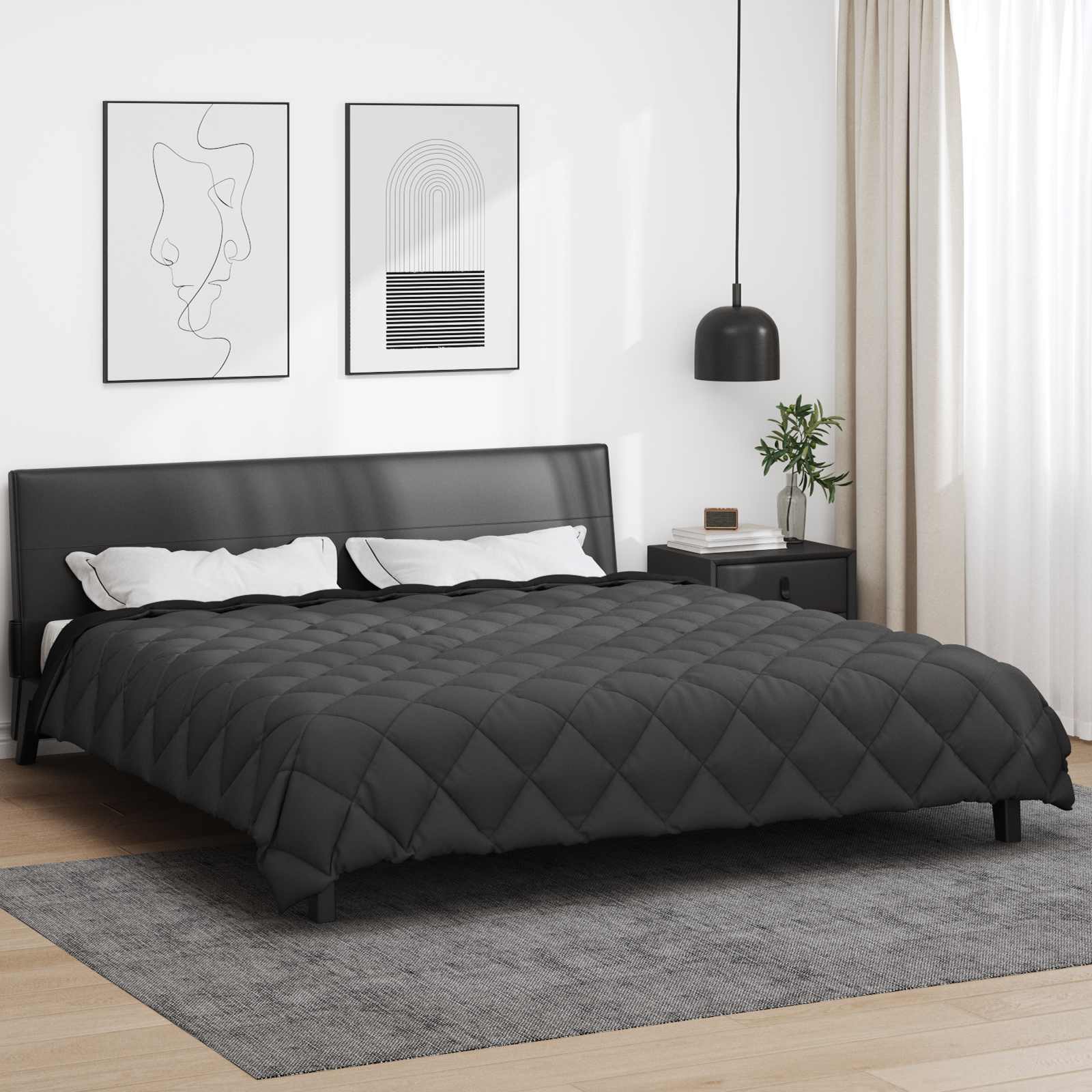Zimowa Kołdra Czarny i antracyt 220 x 240 cm Mikrofibra vidaXL