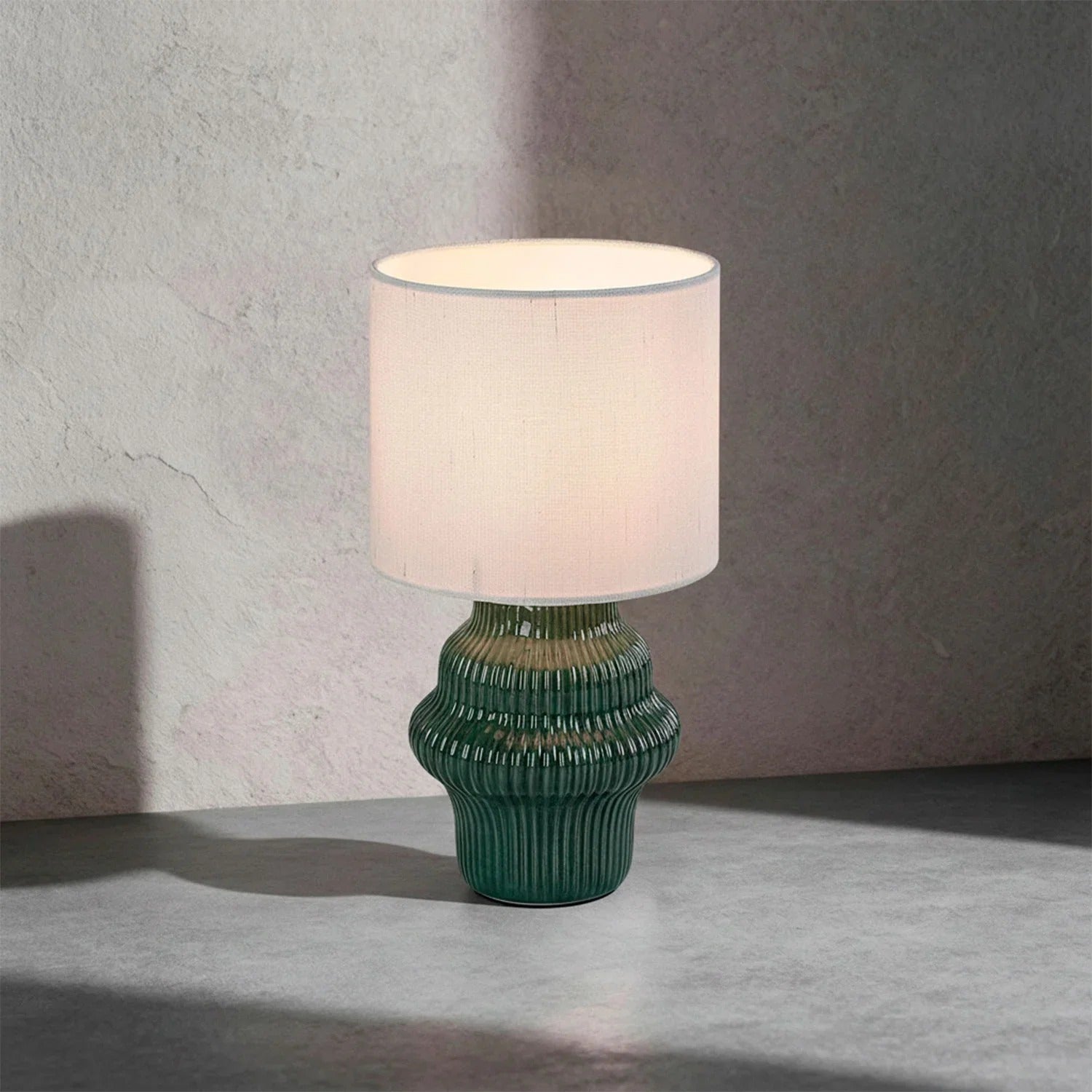 Lampa stołowa biały abażur Glimo 1xE14x40W ceramika / gips zielono-biała wym:27,5x15x15cm IP20 Rabalux