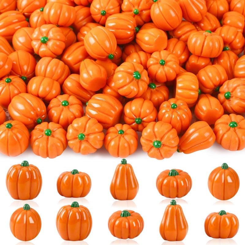 50 szt. Halloweenowych, jednolitych kolorów dyni, kreatywny materiał do dekoracji mikrokrajobrazu DIY, ozdoba na biurko do samochodu, 5 rodzajów