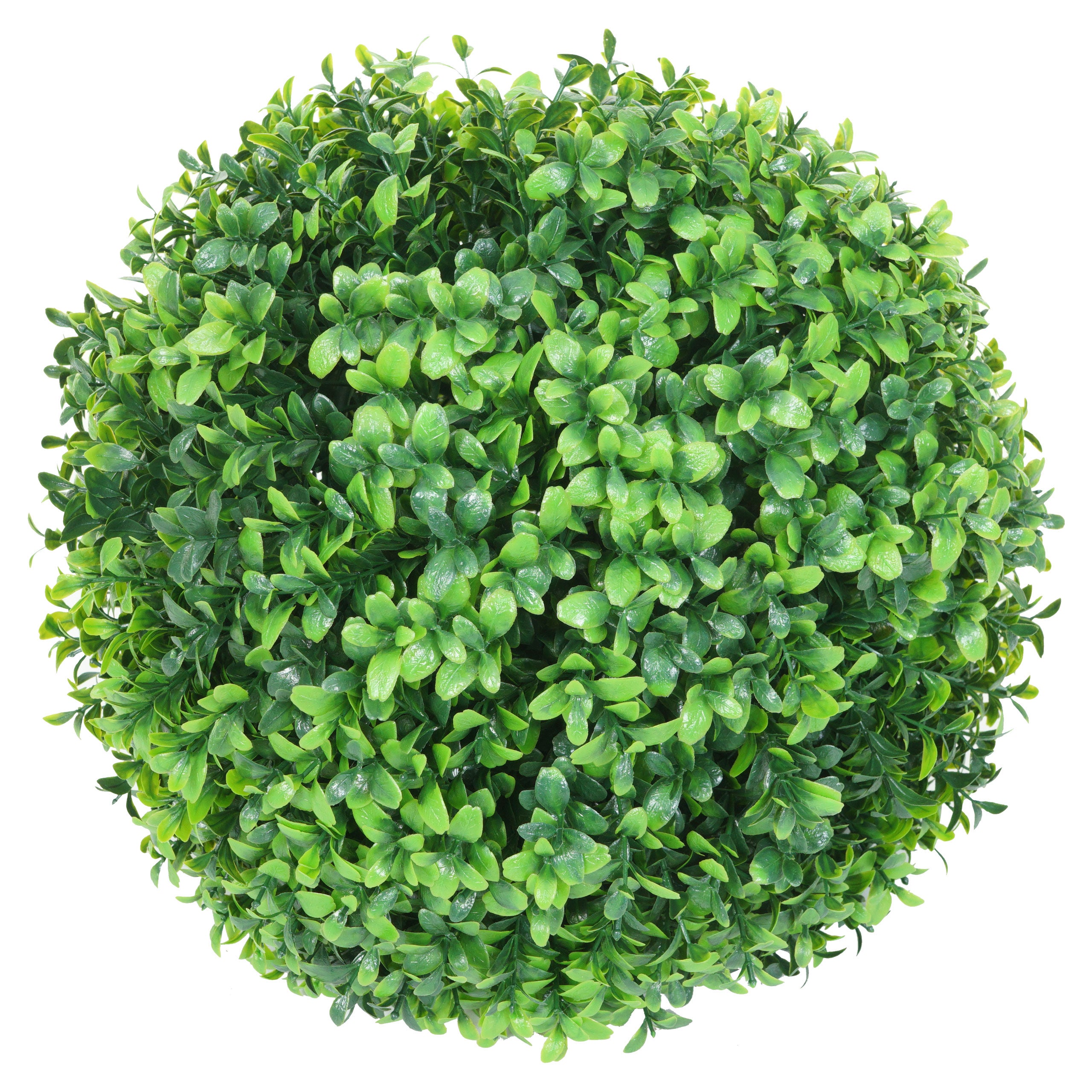 Sztuczny krzew HWC-L77, kula ozdobna w pudełku sztuczna roślina buxus, zewnętrzna Ø 35cm ~ zielony