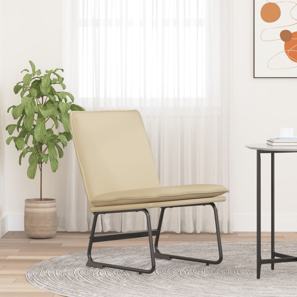 Krzesło wypoczynkowe, kremowe, 52x75x76 cm, obite tkaniną vidaXL