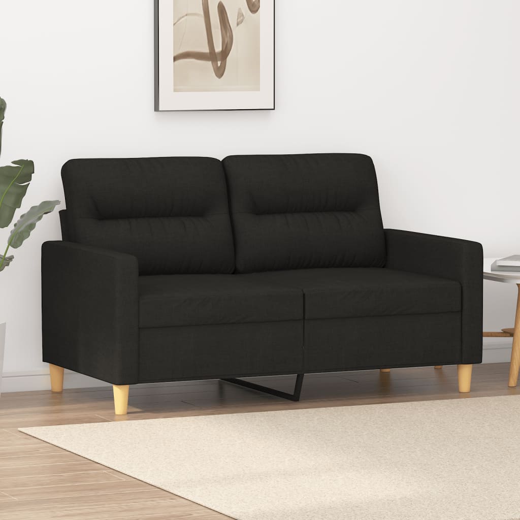 Sofa 2-osobowa, czarna, 120 cm, tapicerowana tkaniną vidaXL
