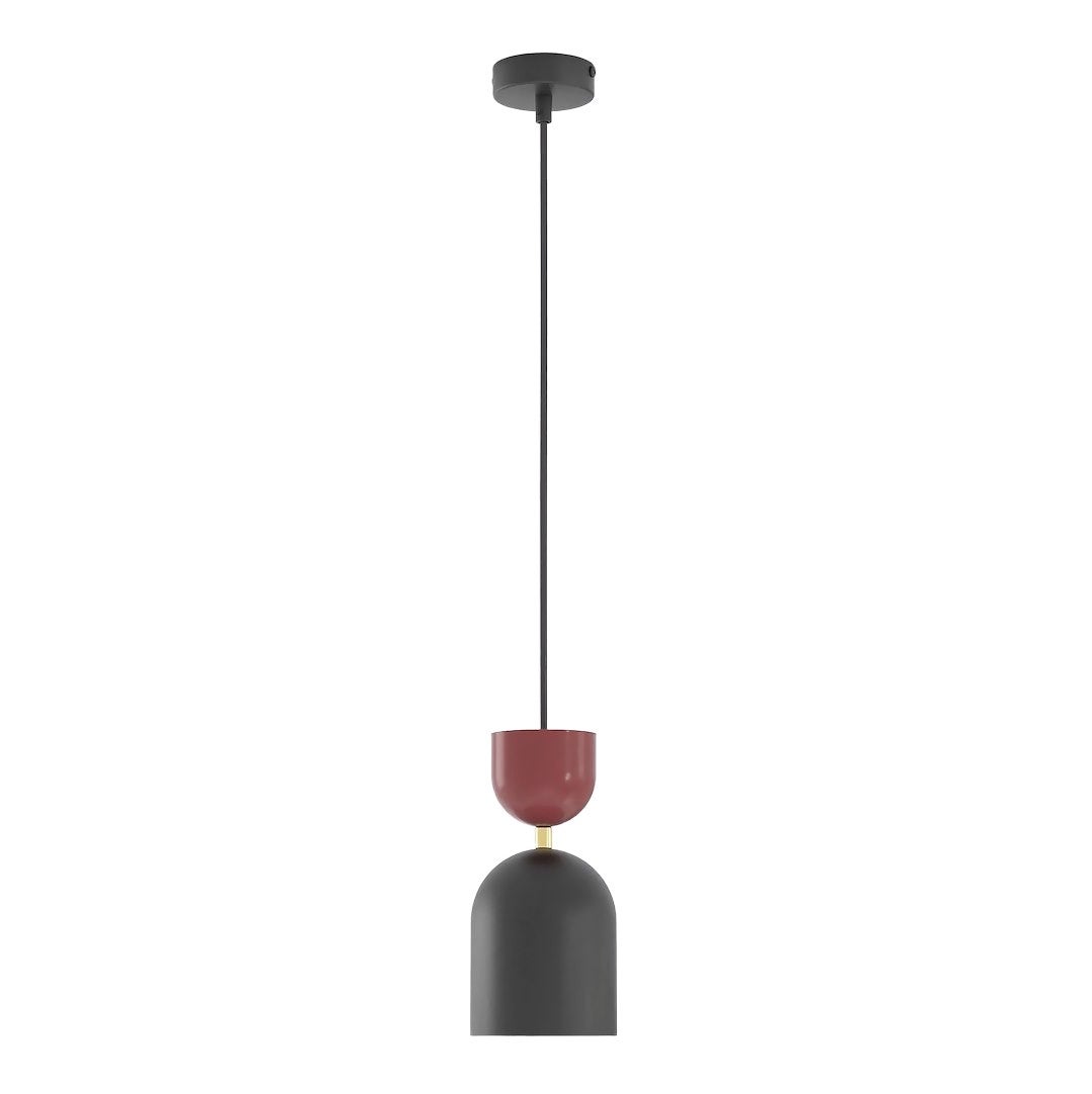 Lampa wisząca dekoracyjna czarno-burgundowa kielichowy klosz 1xE14 10W GAUDI Emibig