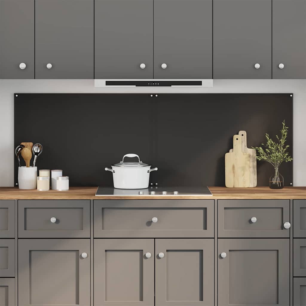 Panel kuchenny 2 pcs Czarny 90 x 60 cm szkło hartowane vidaXL