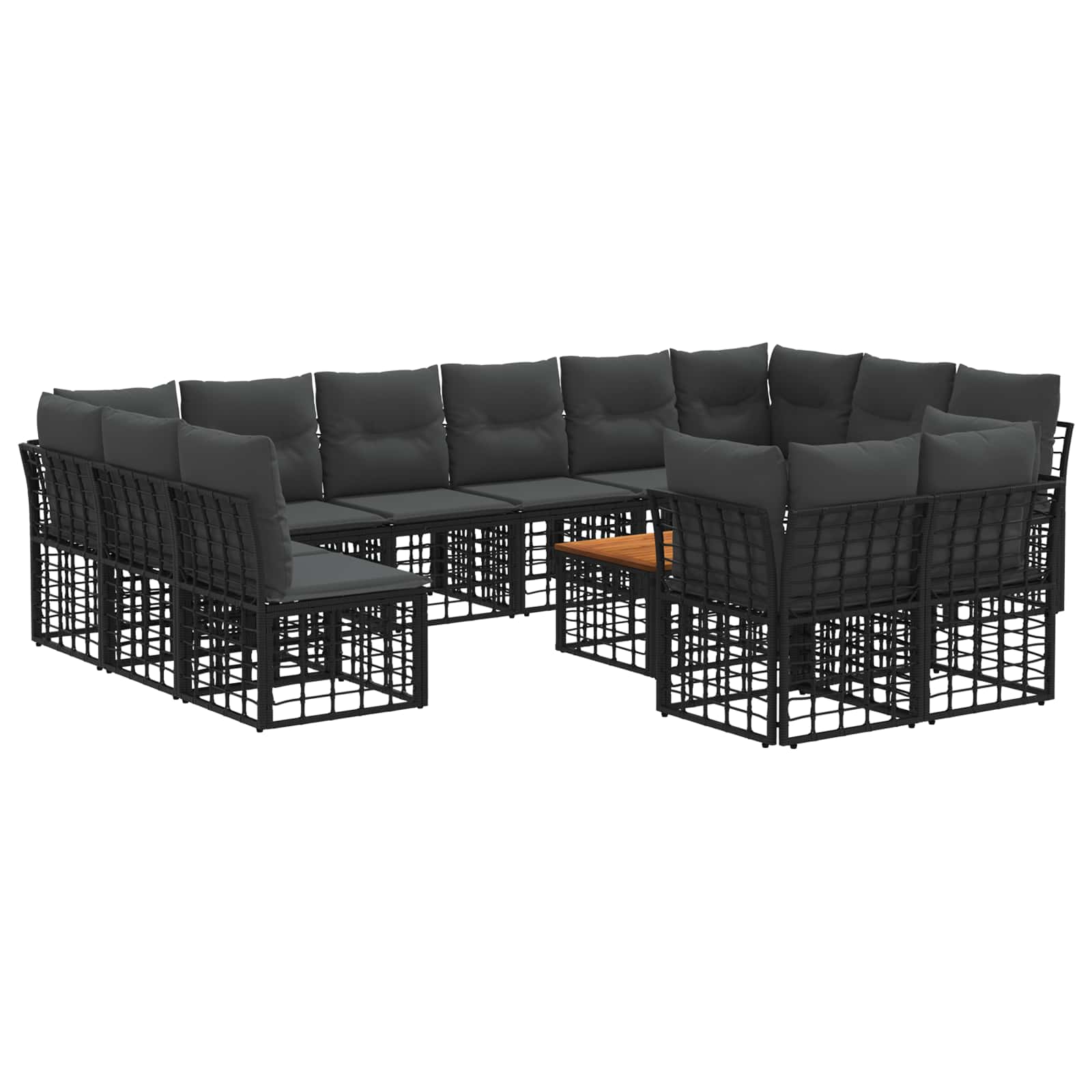 Zestaw sof na zewnątrz 13 pcs Czarny i Ciemnoszary Poliester vidaXL