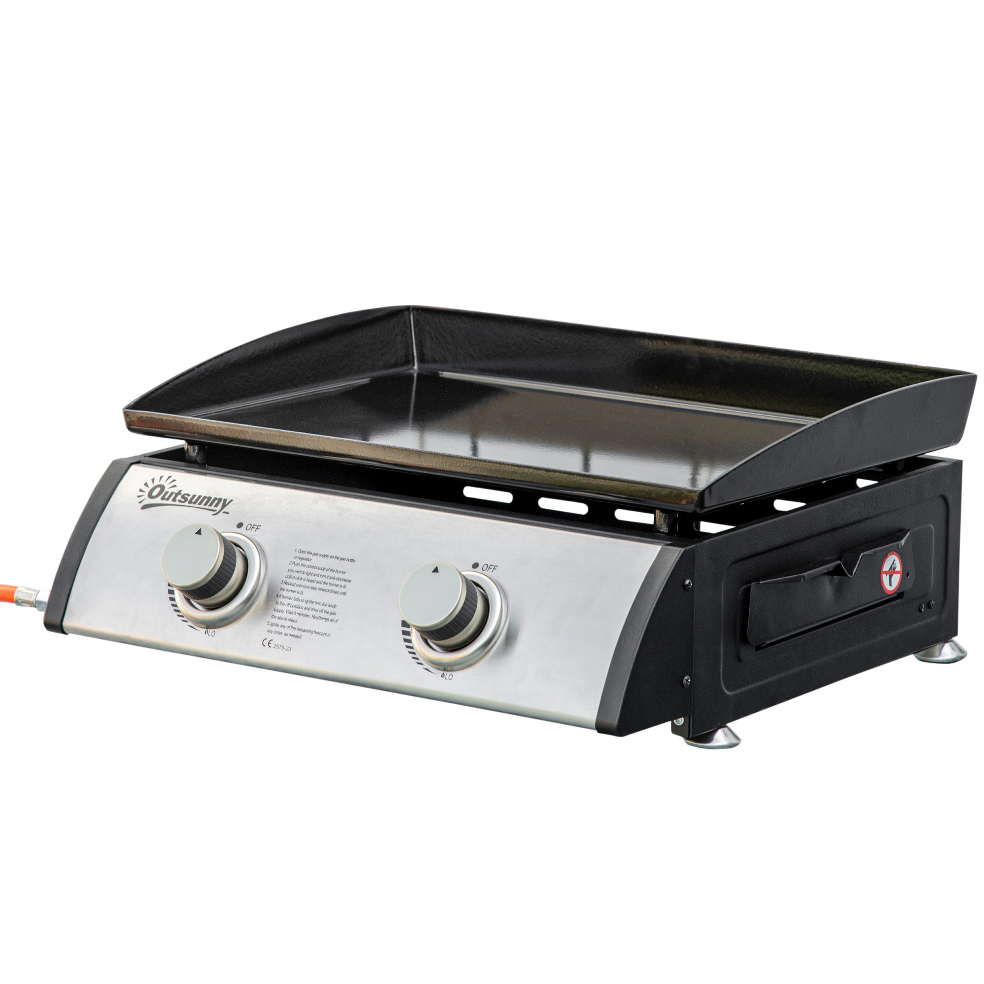 Grill gazowy stołowy z 2 palnikami i mocą 6 kW, 48,5 x 46 x 21 cm, czarny