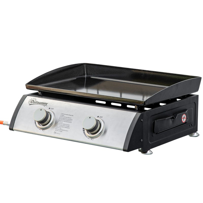 Grill gazowy stołowy z 2 palnikami i mocą 6 kW, 48,5 x 46 x 21 cm, czarny