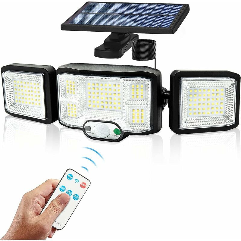 Solarne światło zewnętrzne kinkiet LED 3 głowice 192 LED czujnik ruchu bezpieczeństwo oświetlenie IP65 wodoodporna lampa na energię słoneczną