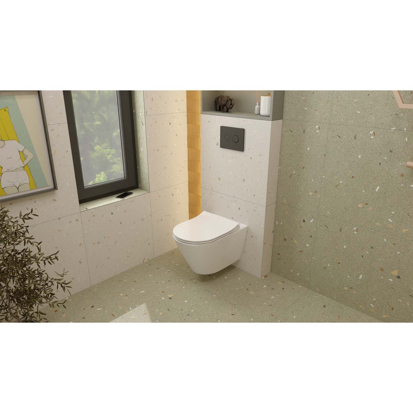 CERSANIT Zestaw podtynkowy GARDA SYSTEM 50 pneumatyczny, miska, deska, przycisk czarny S4015-002