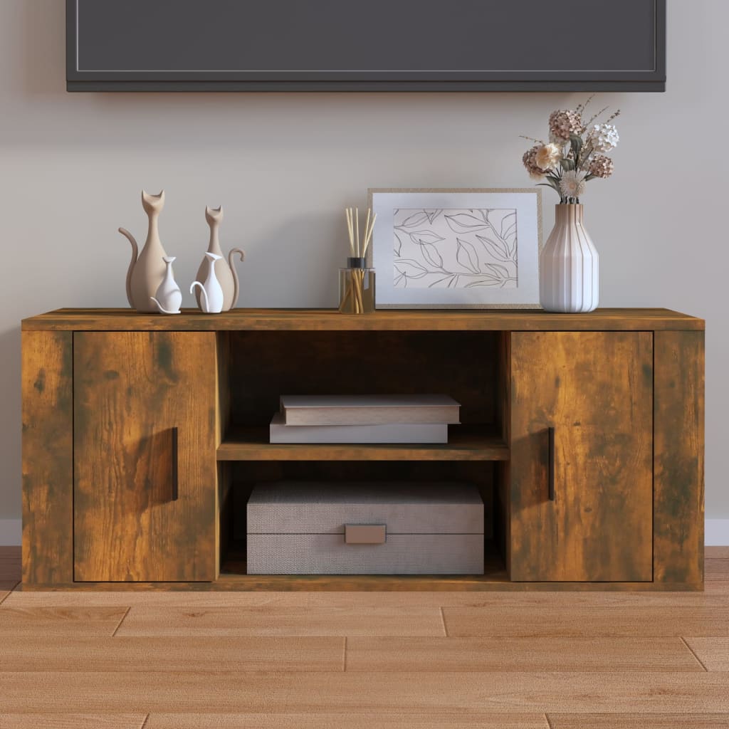 Szafka pod telewizor, przydymiony dąb, 100x35x40 cm vidaXL