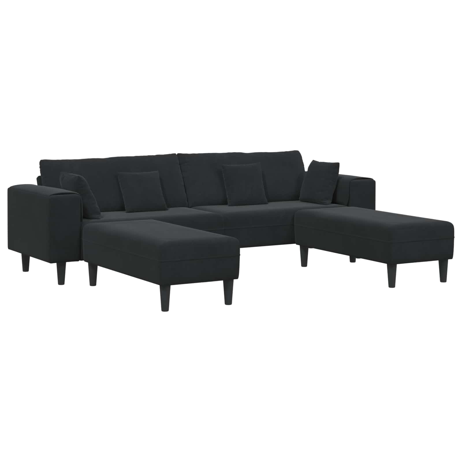 Sofa 3 pcs Czarny 250 x 188 x 76 cm Aksamit