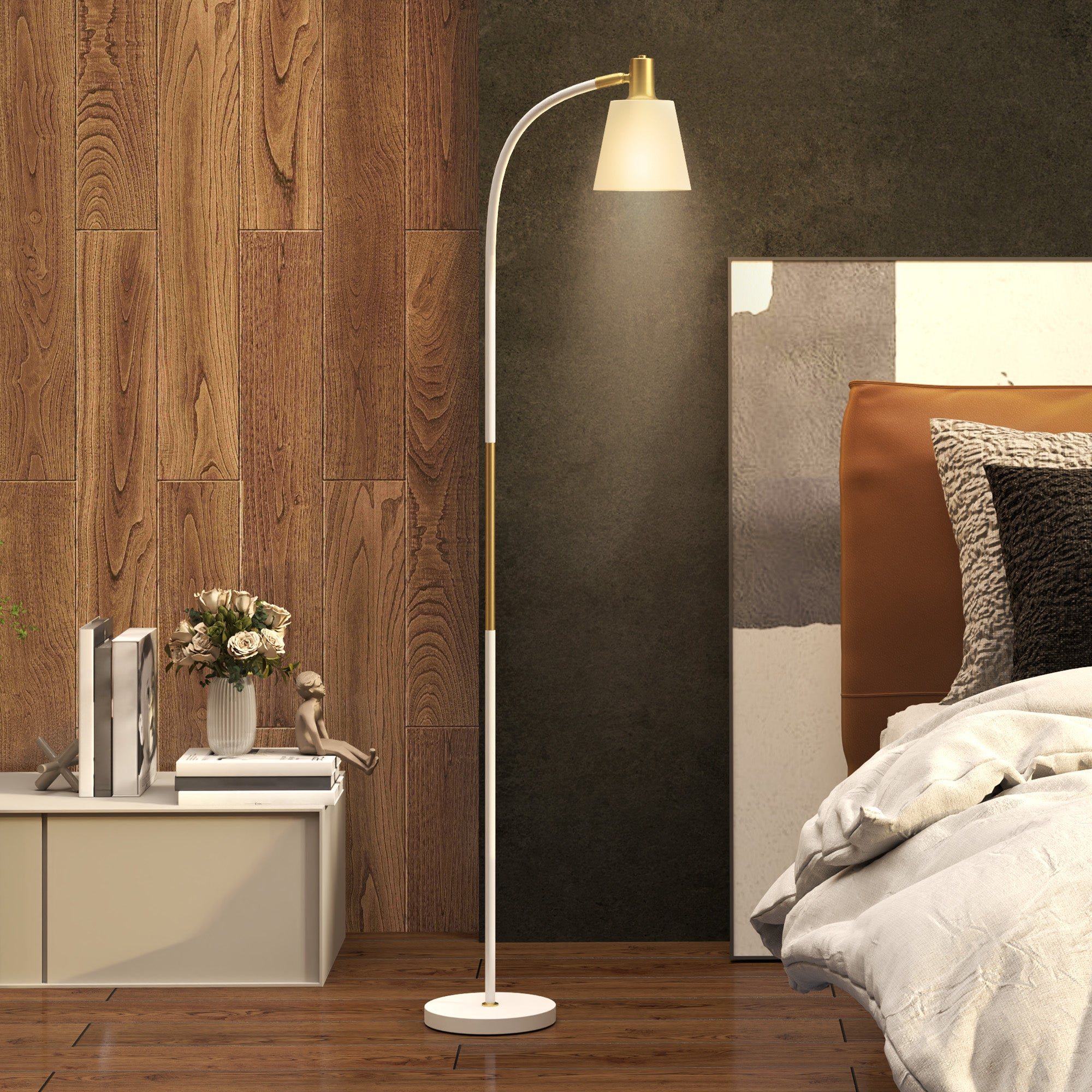 Lampa podłogowa regulowana wysokością (127-160 cm) z włącznikiem, oprawka E27, biała