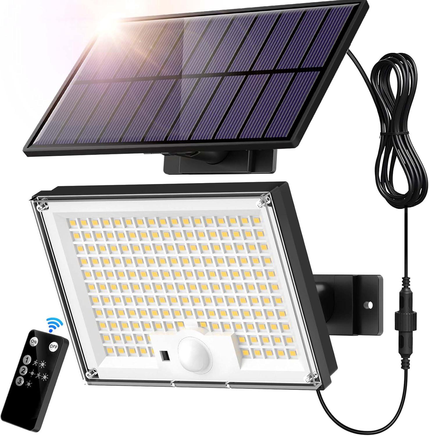 Lampka słoneczna zewnętrzna 172 LED 3 tryby światła, czujnik ruchu, lampka słoneczna IP65 oświetlenie zewnętrzne słoneczne.