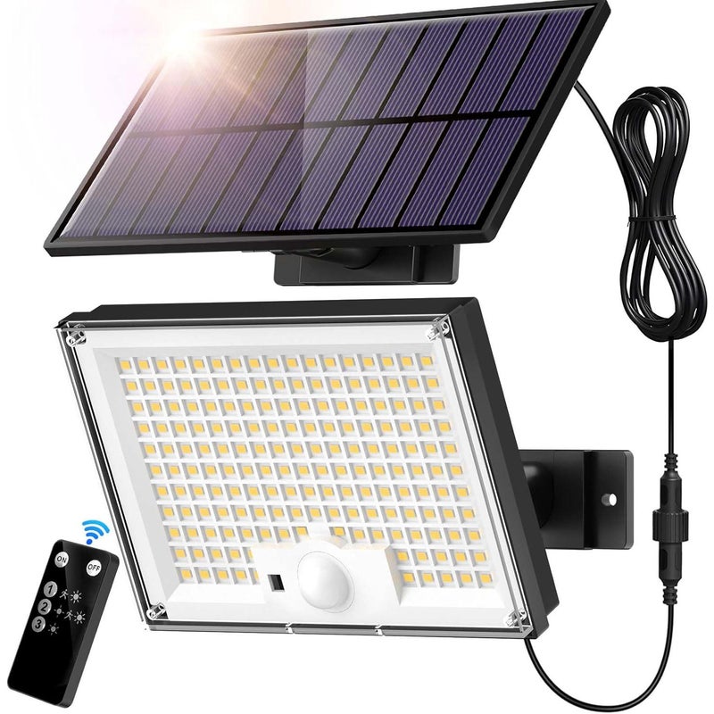 Lampka słoneczna zewnętrzna 172 LED 3 tryby światła, czujnik ruchu, lampka słoneczna IP65 oświetlenie zewnętrzne słoneczne.