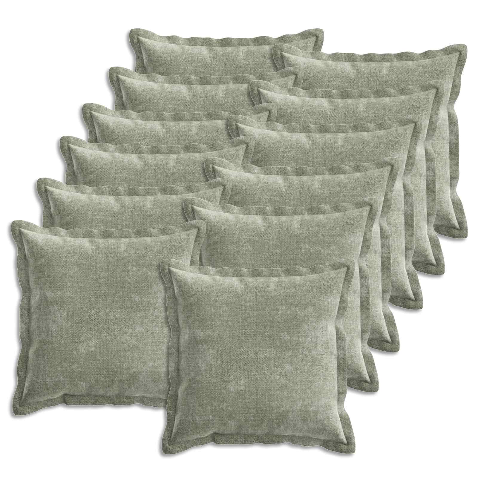 12x Poszewka Dekoracyjna na Poduszkę 40x40 cm Szenilowa Zielona