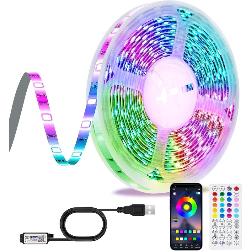 Taśma LED 10M, wielokolorowa taśma świetlna LED RGB, synchronizacja muzyki, tryb timera, aplikacja Bluetooth i pilot zdalnego sterowania, stosowana do