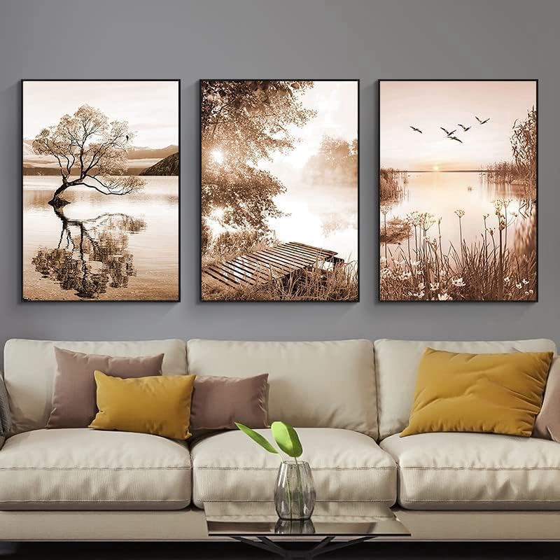 40x60cm Beżowy wystrój domu Nowoczesny plakat z trzciną Roślina krajobrazowa Dekoracja Malarstwo Sypialnia Salon Biuro Tło Dekoracja Bez ramki
