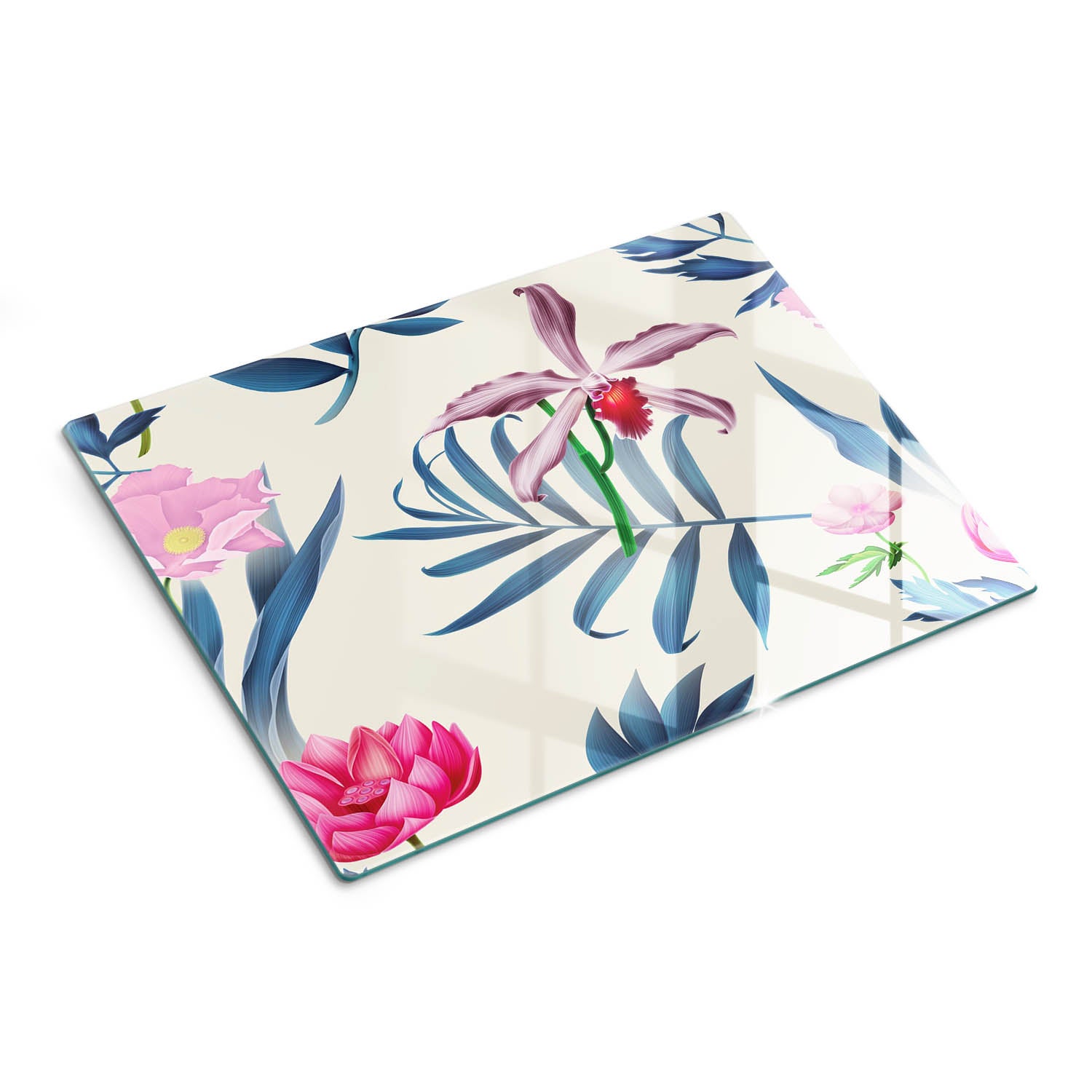 Deska do krojenia ze szkła hartowanego z grafiką - Kwiat Orchidei - 30x40 - Tulup