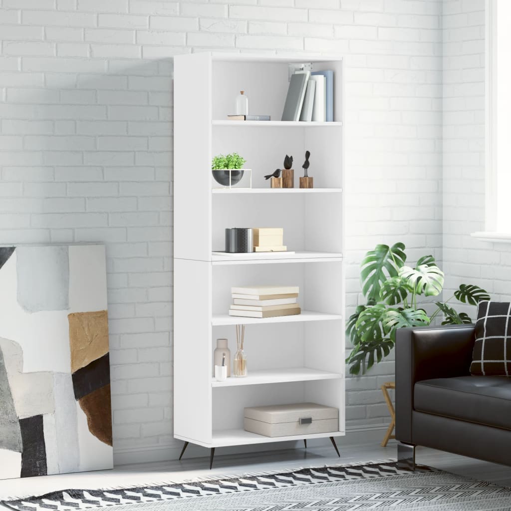 vidaXL Regał, biały, 69,5x32,5x180 cm, materiał drewnopochodny